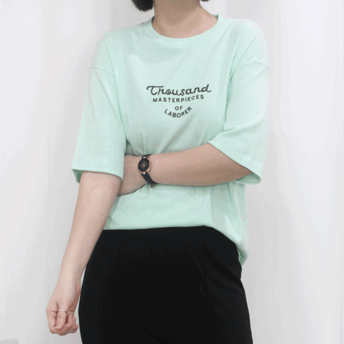 마스터 레터링 베이직 여성 반팔 티셔츠